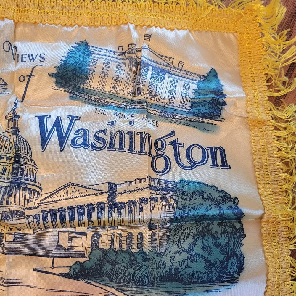 Vintage Washington DC Souvenir Pillow Cover ~ White House ~ Cherry Blossoms